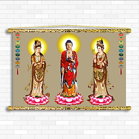 Mua Tranh Tây Phương Tam Thánh   Vải canvas Nẹp sáo gỗ   T304