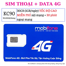 Sim 4G Mobifone 1 GB/ ngày TỐC ĐỘ CAO, MIỄN PHÍ tất cả cuộc gọi dưới 10 phút - 90k/ tháng - Hàng chính hãng