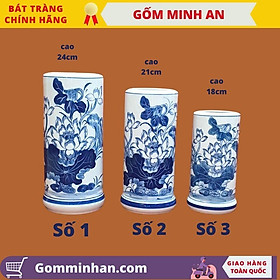 Mua Ống Hương Thờ Ống Đựng Hương Vẽ Hoa Sen Men Trắng Cao Cấp- Gốm Sứ Bát Tràng- Gốm Minh An