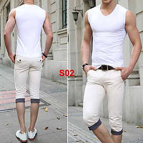 Áo ba lỗ nam cổ tim nhiều màu dáng body thời trang