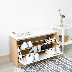 Mua Tủ Giày Gỗ Thông Minh 3 Ngăn Kết Hợp Ghế Ngồi Nệm Da Sang Trọng VANDO