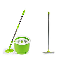 Bộ 2 món lau nhà cao cấp gồm bộ lau nhà 360 nhỏ gọn và cây lau sàn gạt nước 2in1 thông minh Scotch-Brite CB-LN1