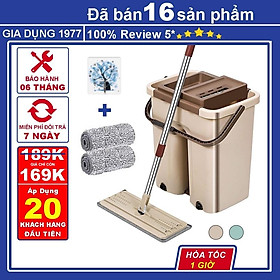 Mua Cây lau nhà tự vắt thông minh cao cấp xoay 360 độ kèm thùng đựng  Bộ cây lau nhà đa năng tặng kèm 2 miếng lau