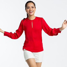 Áo Satin Lụa Áo Kiểu Đẹp Thời trang thiết kế Hity TOP103 (Đỏ Flame Scarlet)