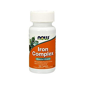 NOW Supplements, Iron Complex, Non-Constipating*, Essential Mineral, 100 Tablets