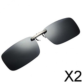 Hình ảnh sách 2xUnisex Polarized Clip On Flip Up UV400 Driving Rectangle Sunglasses Gray