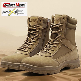Giày đi bộ bằng da bò nam nam nam nam Mountian giày thể thao không thấm nước Boots chiến thuật sa mạc chiến đấu giữa mắt cá chân cao cấp Color: HA82202Z Shoe Size: 41