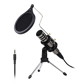 Multifunctional Condenser Microphone Recording Microphone Kit 3.5mm Mobile Phone Computer Karaoke Voice Microphone with