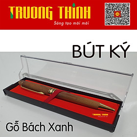 Bút Ký Gỗ Bách Xanh Cao Cấp Trường Thịnh Chính Hãng Đẳng Cấp Doanh Nhân Gắn Đồng Nguyên Khối. Loại Rút 14.5 cm