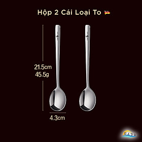 Mua  Hộp 2 Cái  Muỗng Thìa Inox 316 Kiểu Hàn Quốc Cán Dài Cafe Nhỏ Tròn Ăn Phở Cho Bé Cao Cấp Đạt Chất Lượng LFGB Đức SSGP