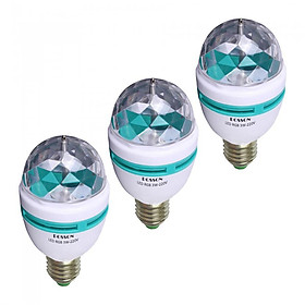 3 Bóng đèn Led sân khấu nhiều màu RGB quả cầu pha lê tự xoay Posson