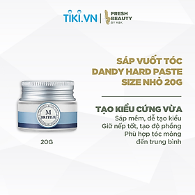 Sáp vuốt tóc BRITISH M Dandy Hard Paste tạo kiểu với độ cứng vừa phải size 20g