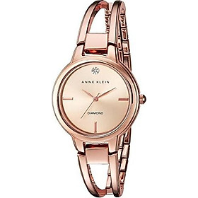 Anne Klein Women's AK/2626RGRG Diamond-Accented Dial Rose Gold-Tone Open Bangle Watch