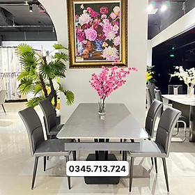 Mua Bàn ăn thông minh - Bàn ăn mặt đá ceramic kéo dài 2 đầu kết hợp ghế trám giữa