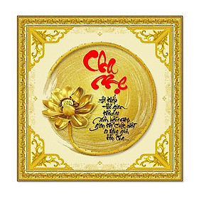 Decal dán tường khung tranh thư pháp đẹp CHA MẸ