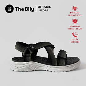 Giày Sandal Nam The Bily Quai Chéo Đôi - Đế Trắng Lót Đen Màu Xám Thổ Cẩm BLDTMD02