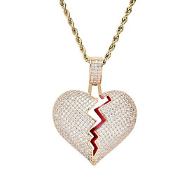 Heart-broken shape pendant zircon  necklace