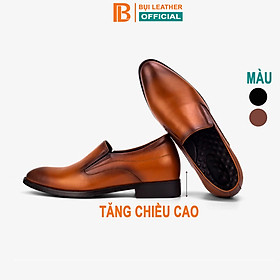 Giày lười da tăng chiều cao nam Bụi Leather G111 - Da bò Nappa cao cấp - Bảo hành 12 tháng