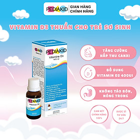 Vitamin D3 Thuần Pediakid Cho Trẻ Sơ Sinh Giúp Bé Ngủ Ngon, Tăng Hấp Thu Canxi, Ngừa Còi Xương (Hộp 20ml)
