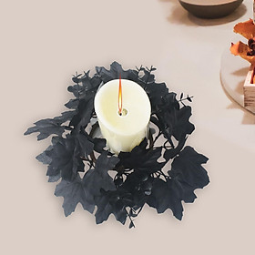 Candle Rings Wreaths Halloween Candle Holder Decorative Rings Tabletop Table Centerpiece Artificial Leaves Wreaths for Fireplace Walls Fence