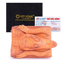 HJ2272 - Bóp nam Huy Hoàng da cá sấu nguyên con vip màu vàng bò