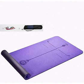 Thảm tập Yoga Định tuyến TPE 6mm chống trơn trượt - Tặng kèm túi đựng và dây buộc