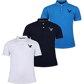 Áo thun polo nam có cổ bẻ phối logo thêu trước ngang ngực cao cấp trẻ trung thương hiệu Doka, Combo 3 áo - ĐBPS19 - Trắng, Xanh đen, Xanh dương