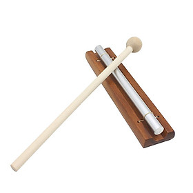 Solo Chime on Wooden Base w/ Mallet Single Rod for Yoga Meditation Energy