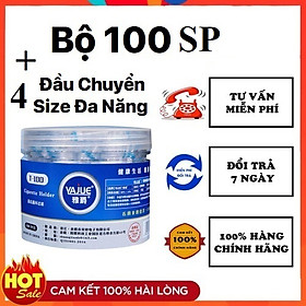 Hộp 100 Đầu Lọc Thuốc L.á Thanh Lọc Bảo Vệ Sức Khoẻ, Kèm 4 Đầu Chuyển Loại Vừa & Nhỏ