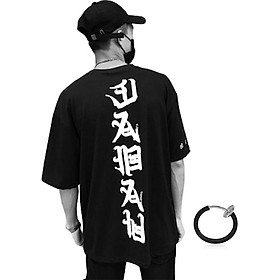 Combo Áo thun unisex tay lỡ nam nữ hongkong in chữ và khuyên tai đeo môi, mắt, tai, mũi không cần xỏ màu đen TX347KT999