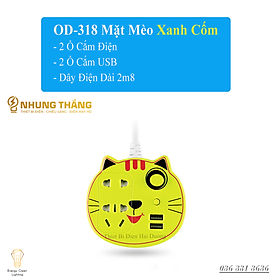 Ổ Cắm Điện Thông Minh Chuyển Đổi Đa Chức Năng OD-315 - Mặt Cún , Mặt Mèo Siêu Dễ Thương -  Dây Điện Dài 2m8 - Tặng Kèm Phích Chuyển Đổi