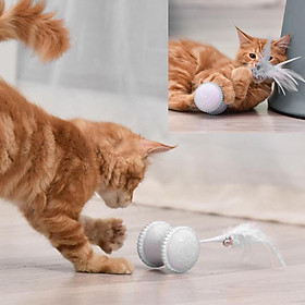 Toy For Cats Rotating Cup With Feathers Electronic Toy Teaser