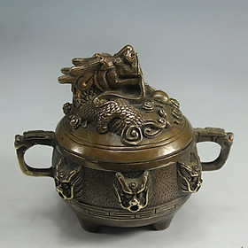 Mua Lư trầm rồng cuốn bằng đồng thau dùng để xông trầm hương đồ thờ phụng cao cấp Tâm Thành Phát