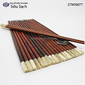 Mua Đũa gỗ Trắc đầu ốc xà cừ Singapore (Hộp 10 Đôi tròn) CTH705TT - Tặng kèm hộp đẹp làm quà tặng  biếu