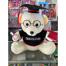 Thú bông gấu tốt nghiệp 34cm có đeo kính - màu ngẫu nhiên