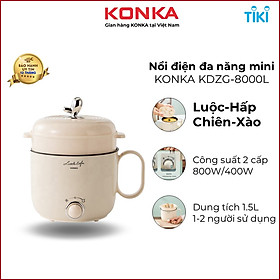 Hình ảnh Nồi Lẩu Điện Mini KONKA KDZG-8000L Ca Nấu Mì 2 Mức Công Suất, Thiết Kế Đẹp Mắt -HÀNG CHÍNH HÃNG