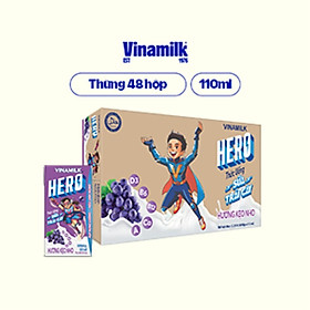 Thức uống sữa trái cây vị kẹo nho Vinamilk Hero - Thùng 48 hộp 110ml