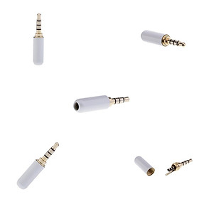 5x 3.5mm 4 Pole  Male Plug headphone Jack Cable Connector White