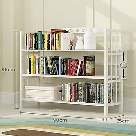 Mua Kệ sách kệ trang trí gỗ tre sơn trắng