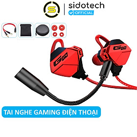 Tai nghe gaming có mic cho điện thoại SIDOTECH G-Pro chuyên chơi game PUBG mobile / FF / ROS / Tốc chiến micro kép chống ồn nâng cấp nghe rõ tiếng bước chân, đi kèm bao da và cáp chuyển đổi - Hàng Chính Hãng