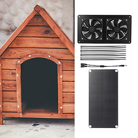 Solar Panel Fans Set Solar Panel Powered Dual Fan Durable Outdoor Solar Exhaust Ventilation Fan  Exhaust Fan for Chicken Coops