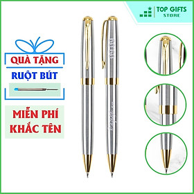 Bút ký khắc tên cao cấp Bạc IMB010 xoay mở ngòi - Quà tặng sinh nhật nạn bè người thân| Bút khắc tên + Ruột bút+ Hộp đựng bút