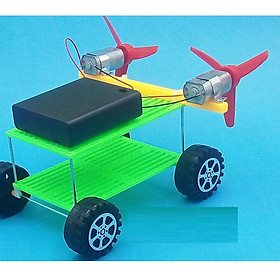 Mua Ô tô 4 bánh tự lắp ráp hoạt động bằng 2 động cơ và 2 cánh quạt nguồn 6V