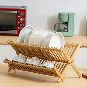Mua Giá Kệ Để Bát  Đĩa Bằng Gỗ Tre  thiết Kế Tinh Tế Có Thể Gấp Gọn Lại