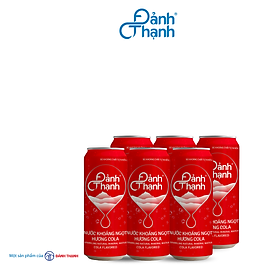 Lốc 6 lon Nước khoáng thiên nhiên có ga Đảnh Thạnh khoáng Cola lon 330ml
