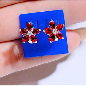Bông tai trẻ em mặt hoa chất liệu bạc MS46b