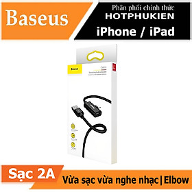 Dây cáp sạc nhanh 2.1A kiêm khe cấm jack tai nghe cho iPhone / iPad hỗ trợ vừa sạc vừa nghe nhạc hiệu Baseus Entertaining Audio Cable (chip sạc thông minh, đầu cắm Elbow) - hàng nhập khẩu