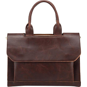 Men's Retro Simple Briefcase Crazy Horse Leather Business Laptop Bag