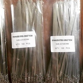 Mua Túi 100 sợi dây rút inox 304 trơn  chịu lực size 4 6x200mm