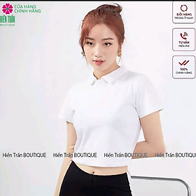 Áo croptop Hiền Trần BOUTIQUE nữ có cổ vải cotton co giãn thoáng mát croptop ngắn tay thun đẹp nhiều màu